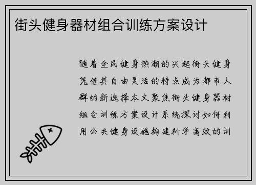 街头健身器材组合训练方案设计