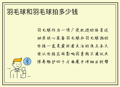 羽毛球和羽毛球拍多少钱